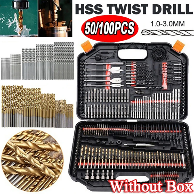 Premium Titanium Coated High-Speed Steel Drill Bit Set – 100/50 Piece Assortment
