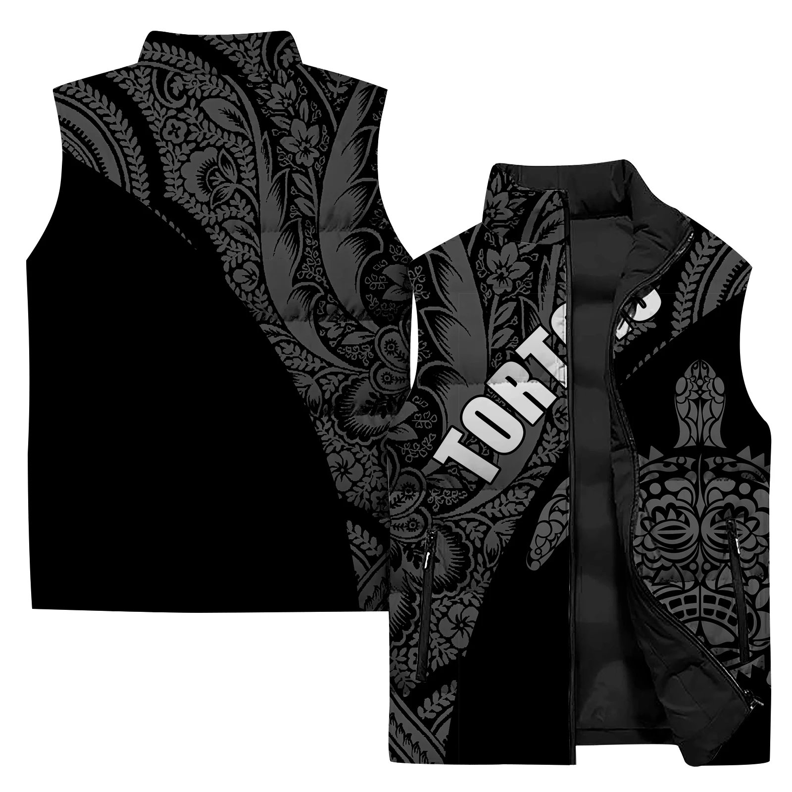 thumbnail image 1 of Chaleco sin mangas con estampado de tortuga para hombre, moderno y versátil, con estampado de peces personalizado, chaquetas de invierno cómodas y cálidas para hombre, 1 of 4