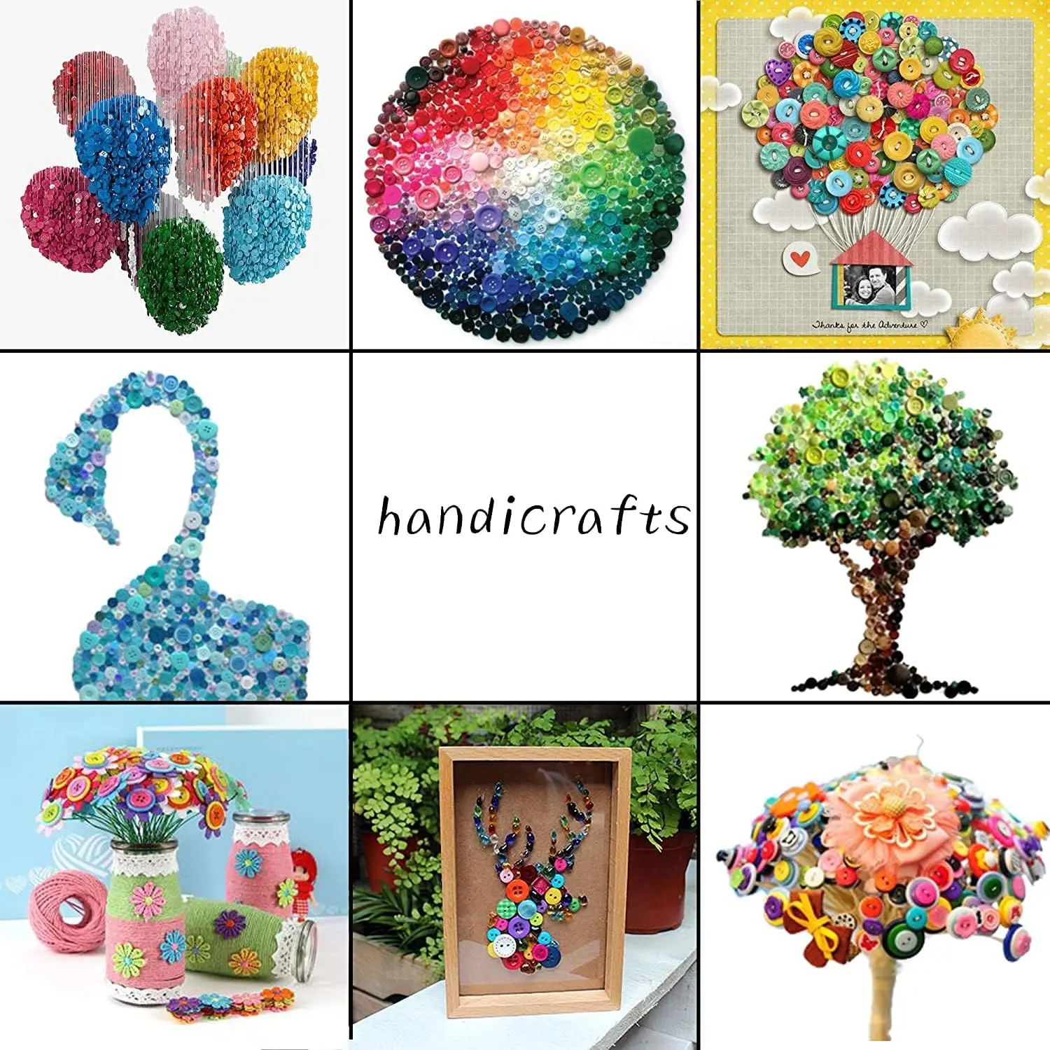 200Pcs Round Buttons Mixed Color Set for Crafts Sewing DIY Manual Button Painting DIY Handmade Ornament Buttons 9/11mm - 4 Holes 6