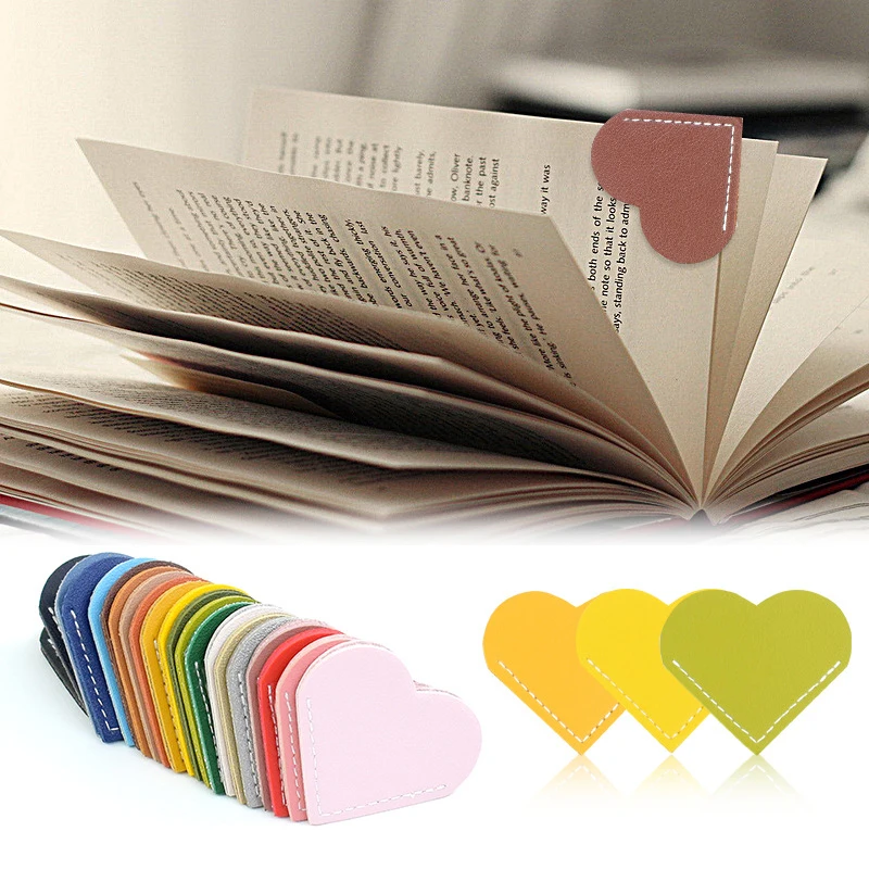 6 Pcs Warm Color Heart Bookmarks – Cute Leather Bookmarks For Books, Gifts For Readers
