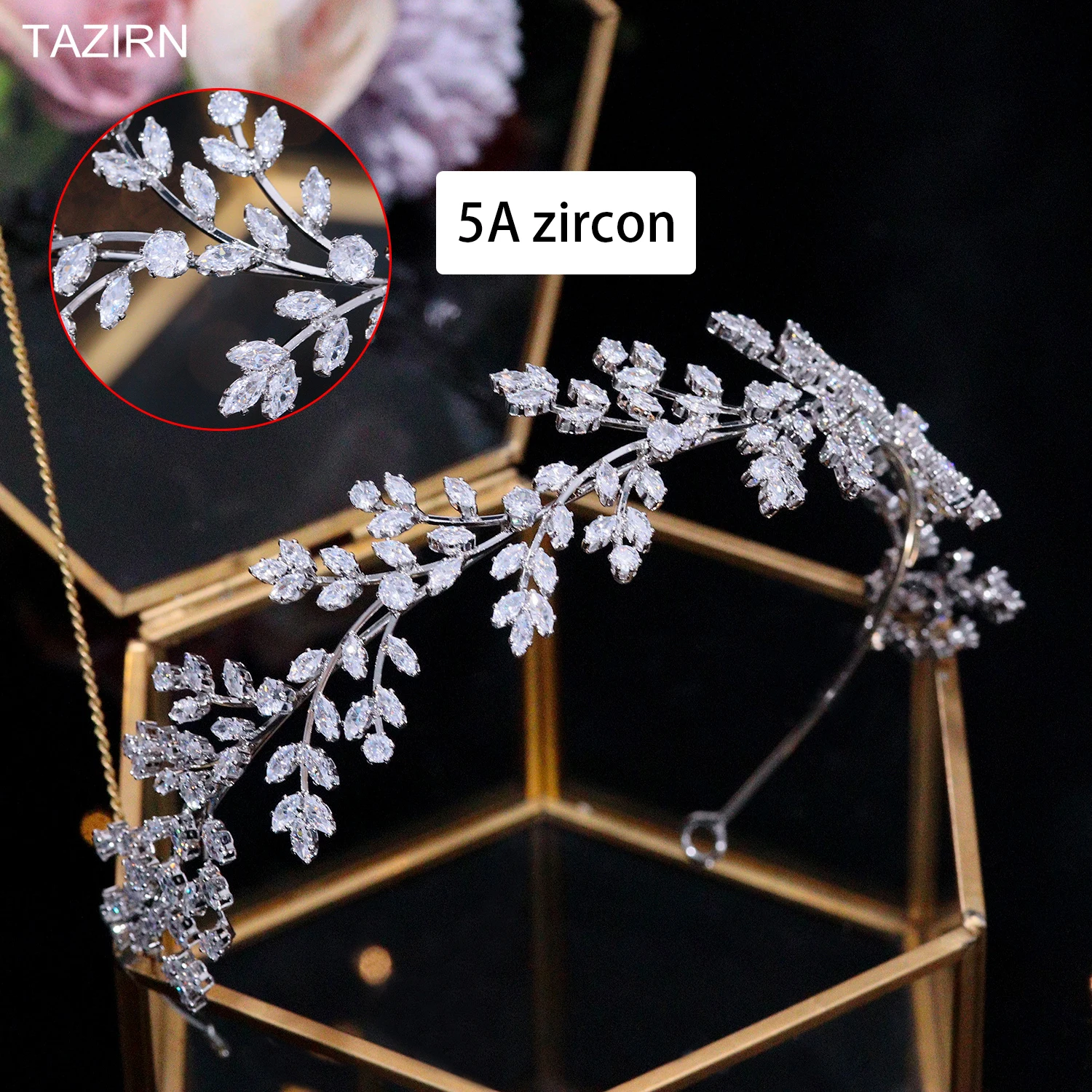 Set 5 Forcine Per Capelli Da Sposa Con Fiori E Perle Di Cristallo - Accessori Blu Per Matrimonio E Damigelle - 5