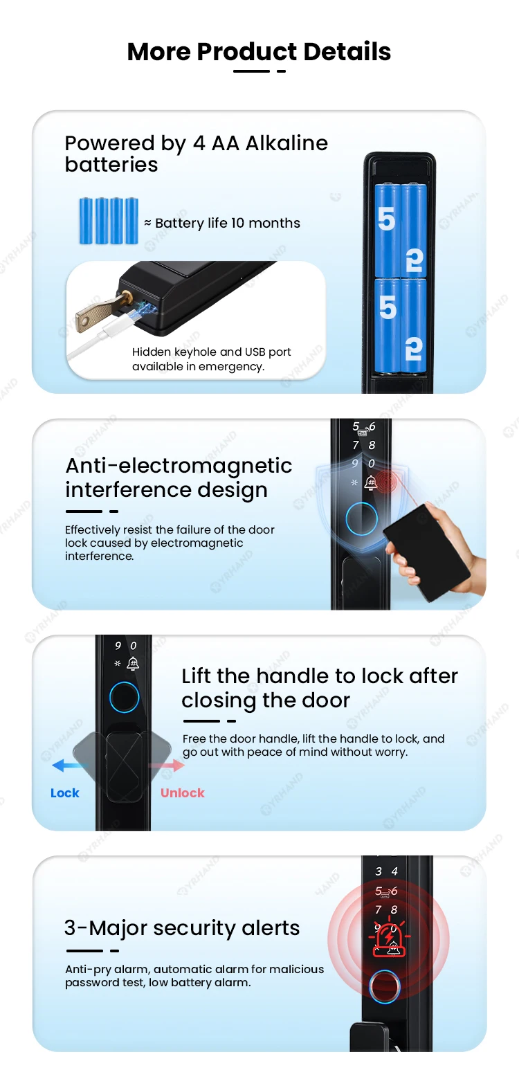 TUYA WiFi Smart Door Lock Waterproof Keyless Digital Electronic Lock Fingerprint