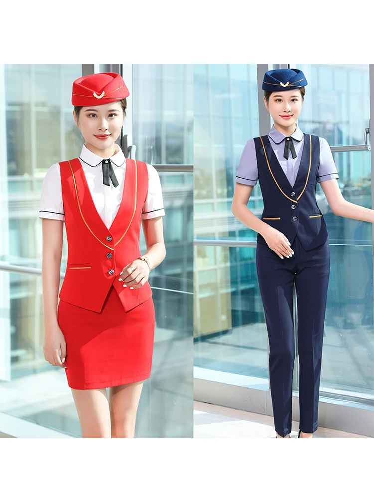 Skirt and Waistcoat Sets Work Wear Business Suits Office Uniform Styles  Formal Ladies Red Vest Women 2 Piece