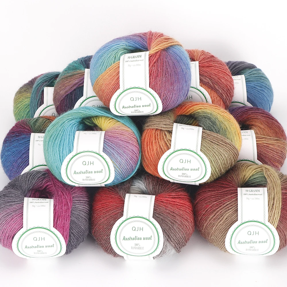 Buy 2 Skeins Rainbow Soft Yarn 100% Wool Gradient Multi Color Yarn