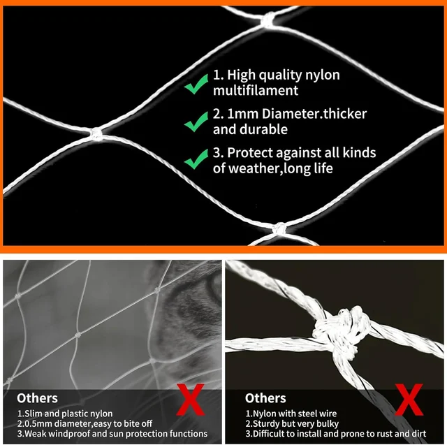 Pet Protective Cover Cat Net Floating Window Mesh Plastic Nylon Steel Wire Grid Garden Balcony Safety Fall Prevention Netting 6