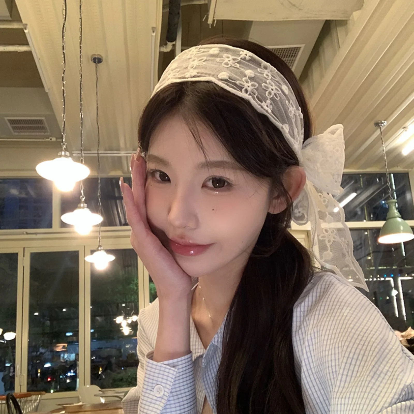 1PC Lace Bow Headbands Set, Black and White Elegant Hair Hoops, Sweet Hair Accessories for Women and Girls