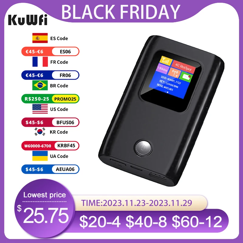 KuWfi-4G-Lte-Wifi-Router-6000mAh-Unlock-Mini-Portable-Router-With-Sim ...