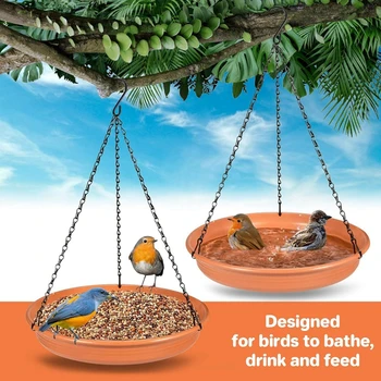Hanging Bird Bathtub Bird Feeding Dish Tray Platform Feeder Bird Water Bowl Bird Bath for Outdoor Patio Parrot Tree Decorations 3