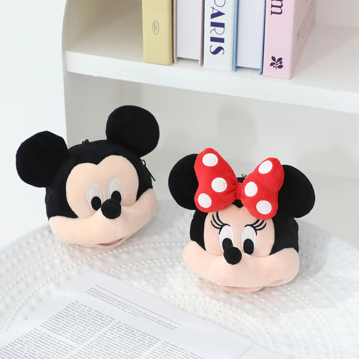 Disney Minnie Mouse Coin Purse Bag Pendant Plush Toy Mickey Pluto Earphone Storage Bag Kawaii Stuffed Anime Doll Kid Gifts