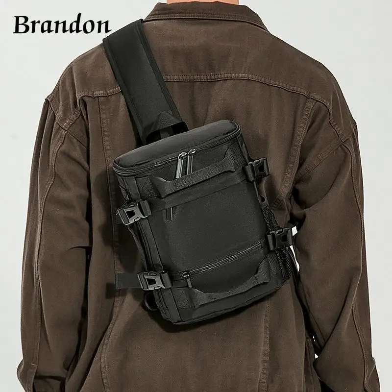 

High end men's fashionable and practical crossbody bag large capacity chest bag single shoulder personalized cycling backpack