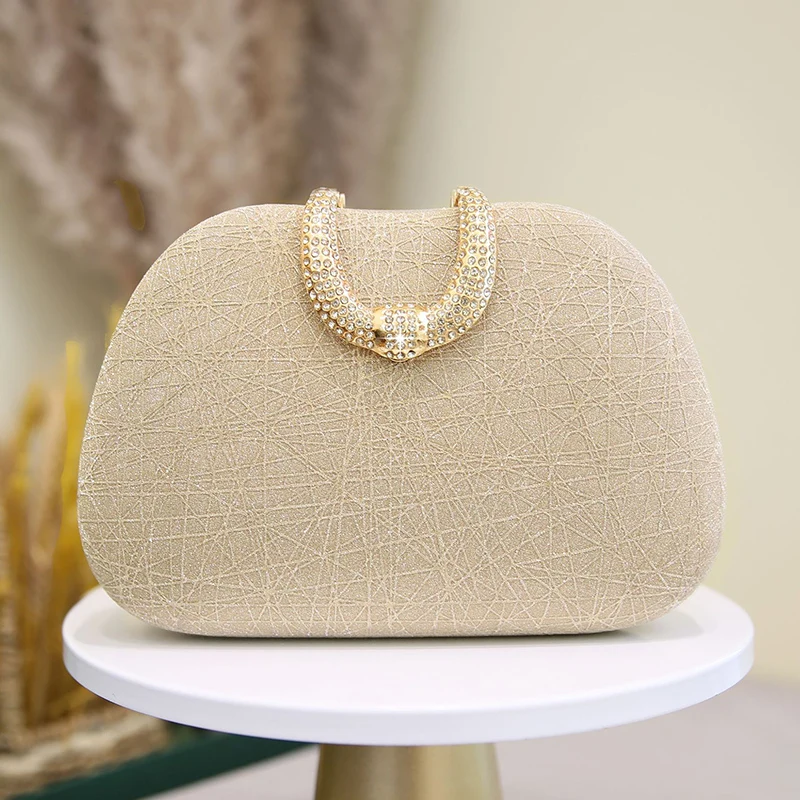 

Luxury PU Leather Evening Bag Shiny Diamond Decor Banquet Bags For Lady Elegant Solid Color Handbag Fashion New Party Bag XA357H