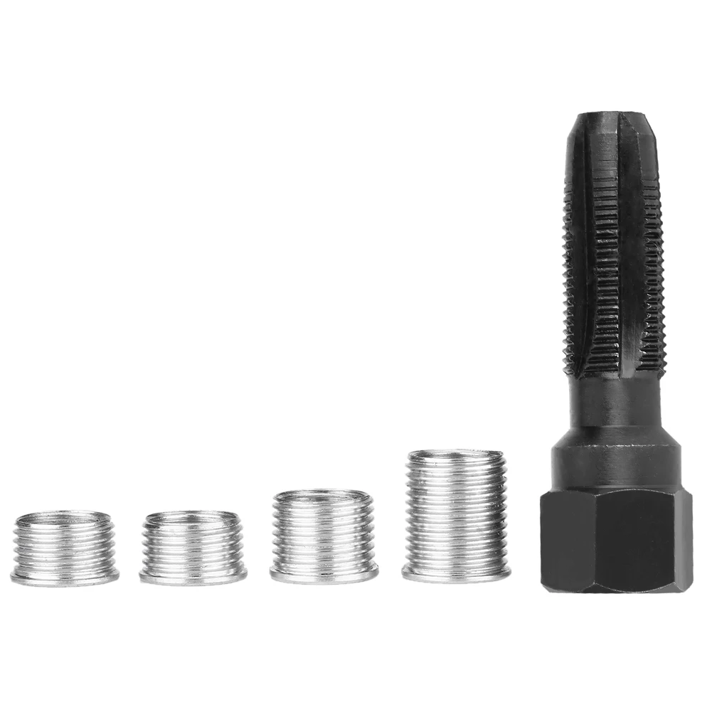 5Pcs Carbon Steel Spark Plug Re-thread Repair Tool Tap Reamer Inserts Kit 14mm for Spark Plug Thread Repairing car repair tool hardware hand tools