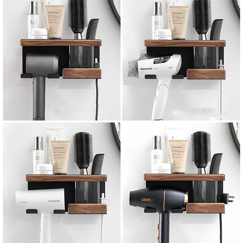Support Mural Pour Sèche-Cheveux TIMESETL - Adhésif Ou Vis - Aluminium - Gain De Place