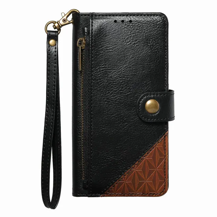 Zipper Wallet Leather Flip Case with RFID Protection and 7-Card Slots