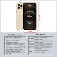 Apple iPhone 12 Pro 12pro 128/256/512GB ROM 6.1" Original Cell OLED RAM 6GB A14 Bionic IOS Face ID NFC Unlocked 5G Mobile phone 2