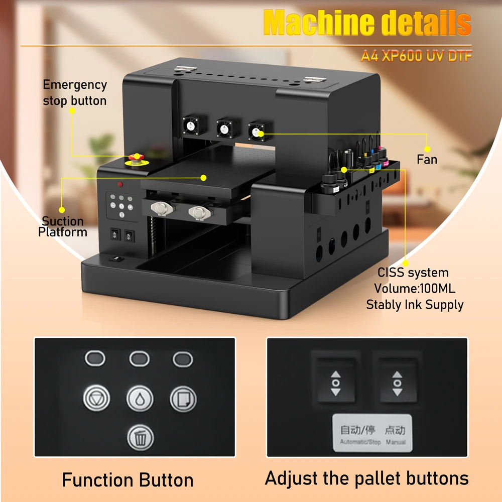 Epson XP600 A4 UV Printer with Varnish UV DTF Transfer Film Sticker Printer with Laminator for Phone Case Bottle Acrylic