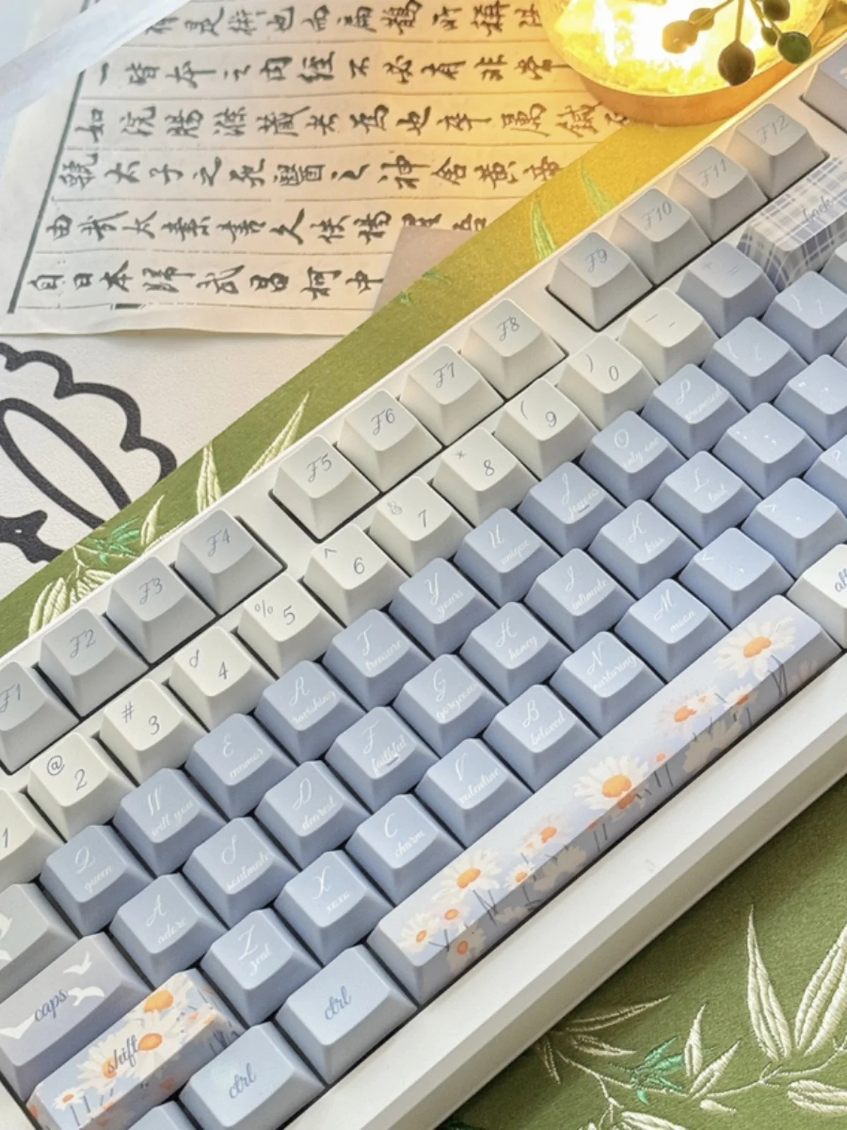 Cinco Lados Daisy Keycap Processo de Sublimação Cereja Pbt Adaptado ao Teclado Mecânico Fresco Azul Verão Primavera 138 Teclas - Imagem 4