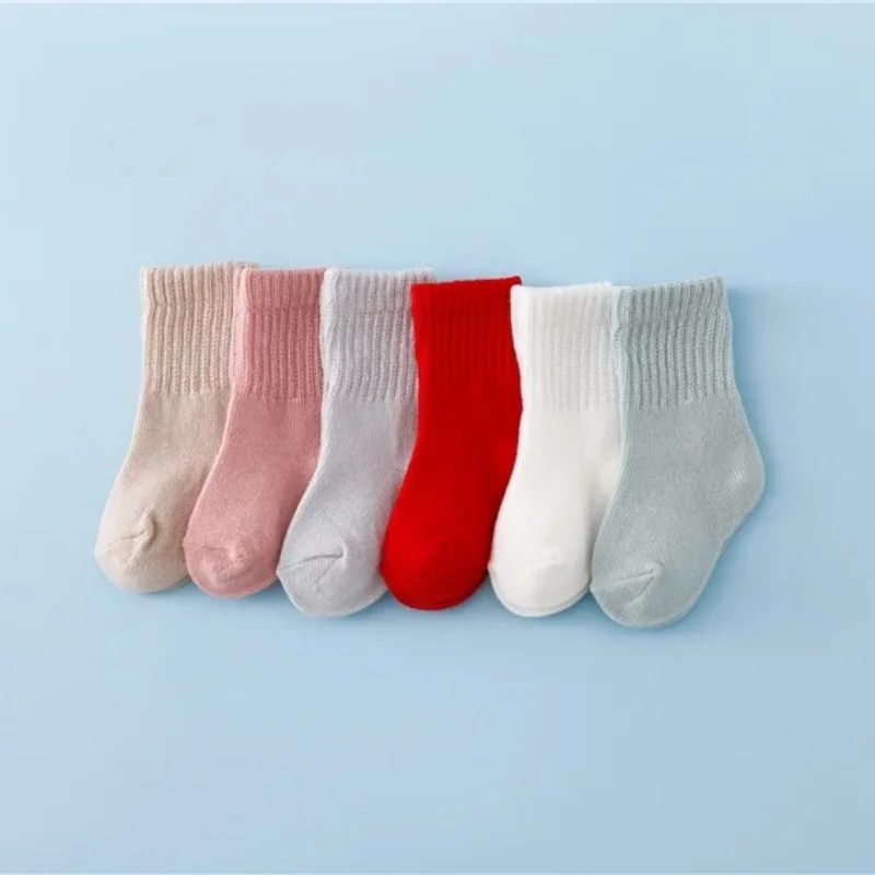 Newborn Baby Socks Boys Girls Cotton Solid Soft Infant Girl Boy Toddler Sock Spring Autumn 0 to 12 Month 6Pairs/lot baby socks