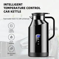 Nouvelle bouilloire électrique de voiture 1500ML 12V 24V à ébullition rapide en acier inoxydable 304 pour voyage et camping, bouteille d'eau chaude, bouilloire à eau chaude 2