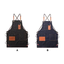 

Work Apron Canvas Bar Cooking Unisex Bib Pockets Woodworking Pockets Cross-Back Straps Adjustable For Woodworking Painting
