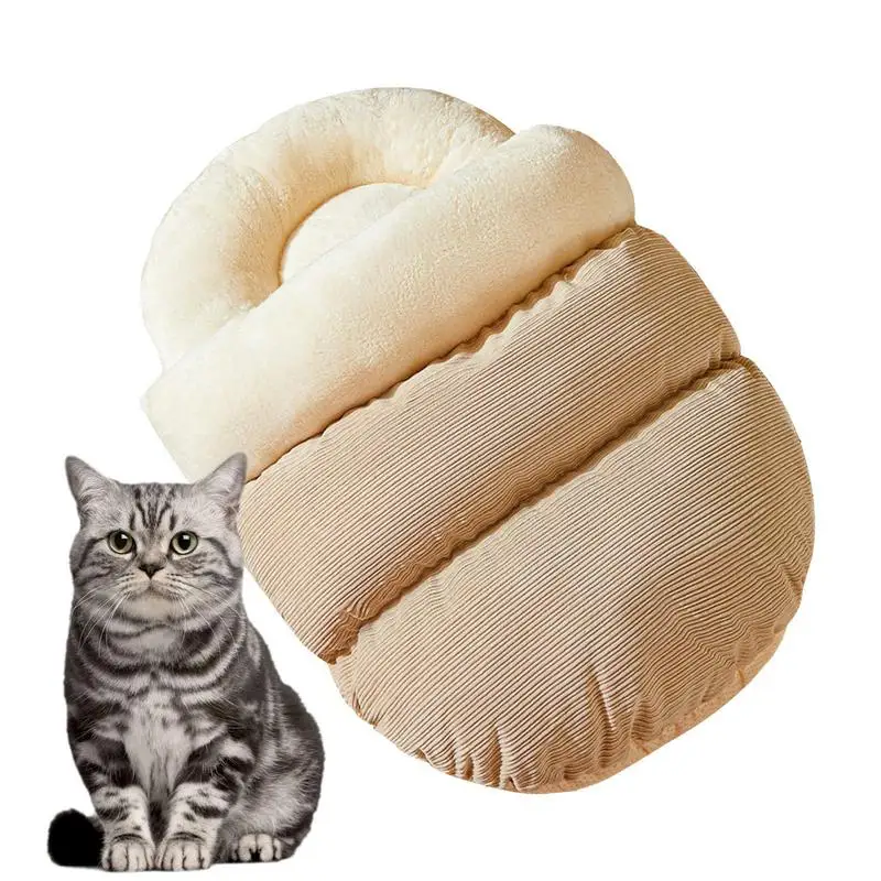 

Полузакрытая кровать для домашних животных, кровать для котят, пещера, тапочек, флисовая подкладка, теплая мягкая кровать для кошек, Вельветовая кровать для кошек, дом для кролика