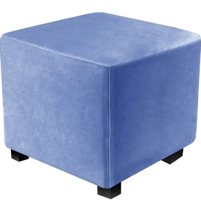 Luxurious Velvet Square Ottoman Cover - Stretchable and Washable Furniture Protector for Footstools and Benches, Available in Three Sizes