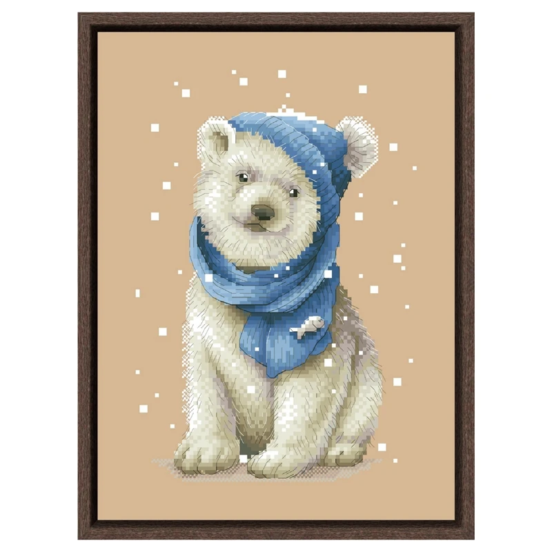 White Bear Cross Stitch Kit 18ct 14ct 11ct Flaxen Linen Fabric Cloth Cotton Thread Embroidery DIY Handmade Home Decor Cross Stitch Kit