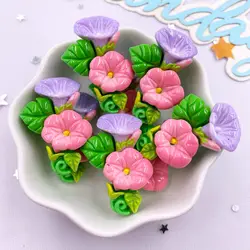 Set of 10 Colorful Resin Flower Figurines for DIY Crafts and Decoration (PURPLE)
