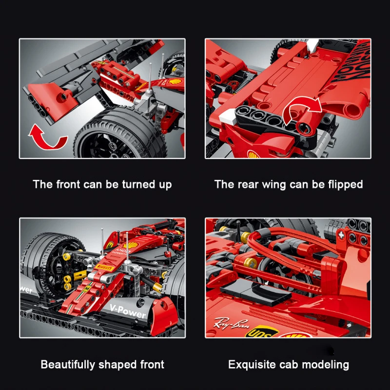 테크니컬 MOC XMORK 023005 초고속 레이싱 F1 자동차 모델, 빌딩 블록 브릭 퍼즐 장난감, 어린이 생일 선물, 1099PCs