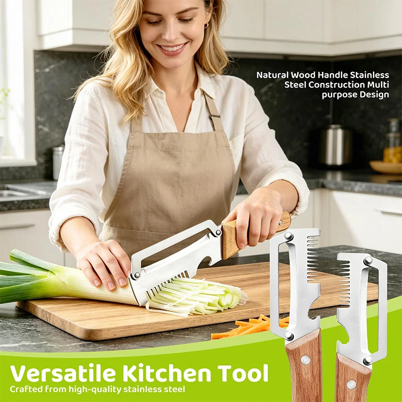 Kitchen Peeler Stainless Steel Vegetable Peeler with Wooden Handle for Peeling and Slicing Fruits and Vegetables Kitchen Tool 2