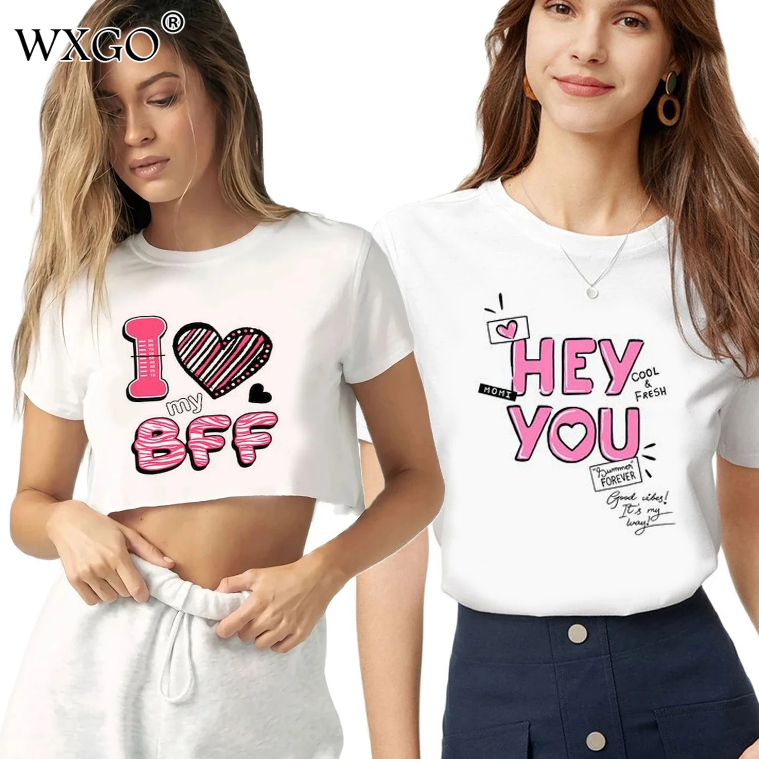 

Женская футболка с милым принтом I Love My Bff, милые укороченные топы, Сексуальная футболка для крутой девушки, футболки с графическим принтом, Женская Эстетическая одежда Y2k