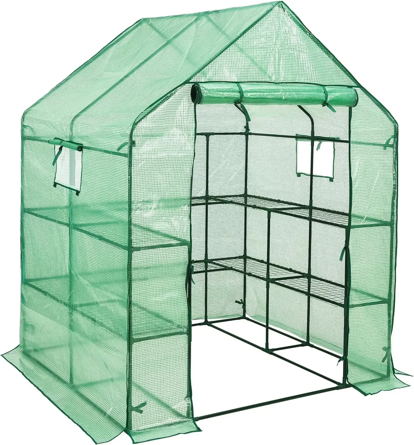 Walk-in Greenhouse for Outdoors, Inch Large Greenhouse,3 Tiers 10 Shelves Mini Green House Kit with Observation Windows