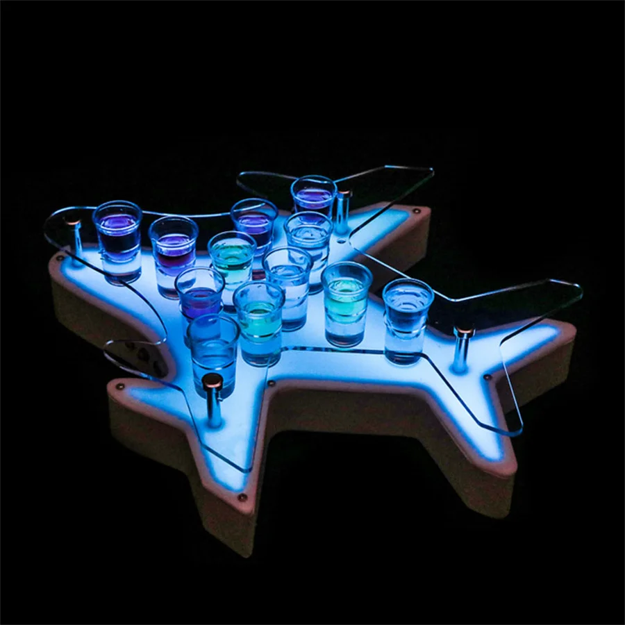RechargeableAirplaneShapeLEDCocktailGlassHolderShotGlassWine