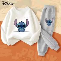 Spring Baby Girl Boy Clothes Set Children Disney Stitch Cartoon Print Sweatshirt Top and Pants Bottom 2Pieces Suit Kid Tracksuit 1