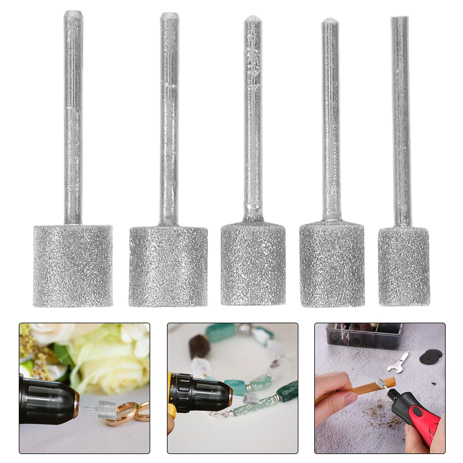 12 Pcs Diamond Grinding Head Drilling Bit Replacement Suite Silver Alloy Carving Bits