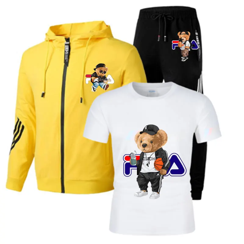 

New winter two-piece men's/women's sports suit loose sports solid color printed pullover suit hooded sweater set