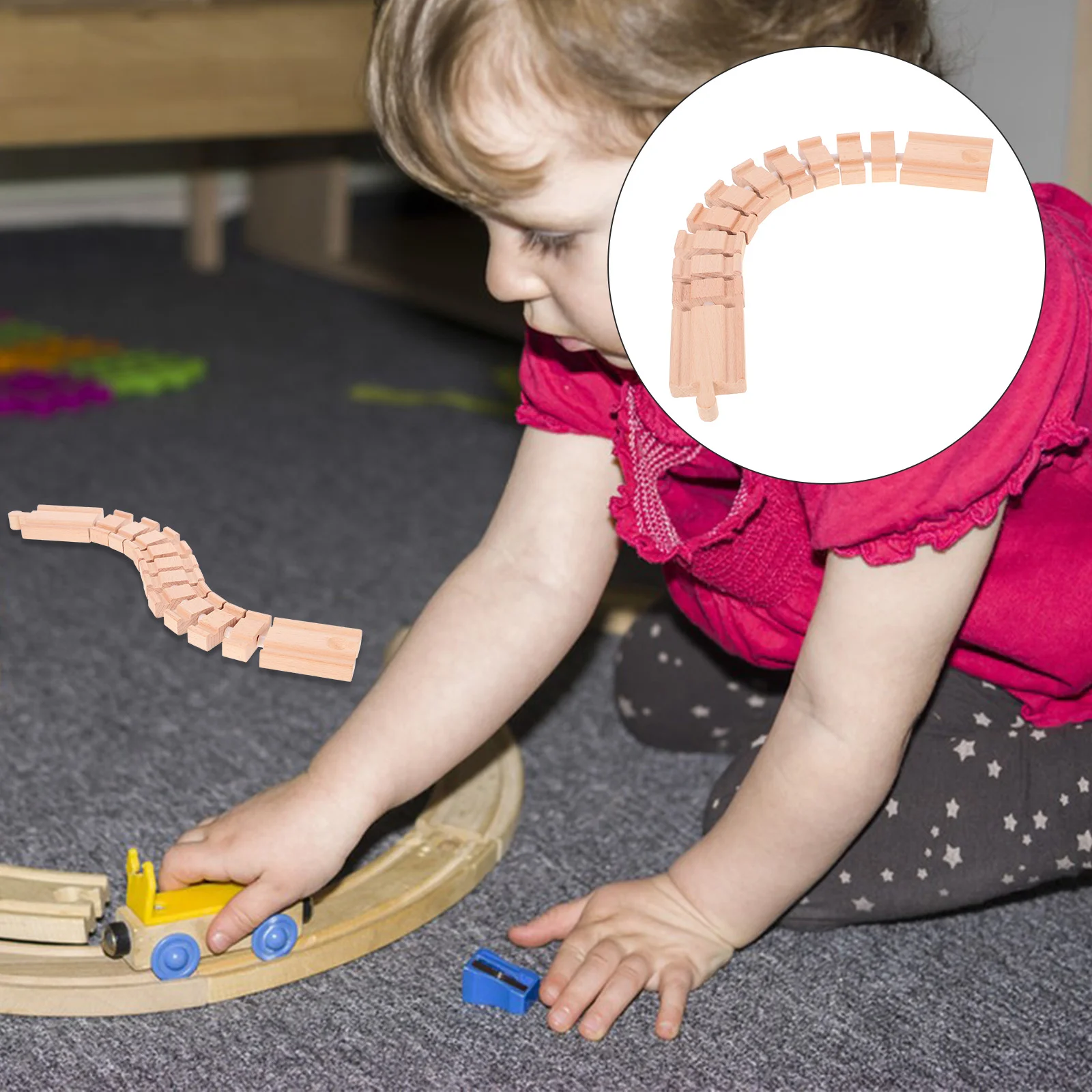 

Wooden Railway Train Track Connector Toys DIY Expansion Block Toy Scene Layout Prop Kids Educational Toys Children Gifts