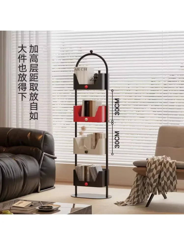 Bookshelf living room wrought iron wall corner storage narrow cabinet display snack rack