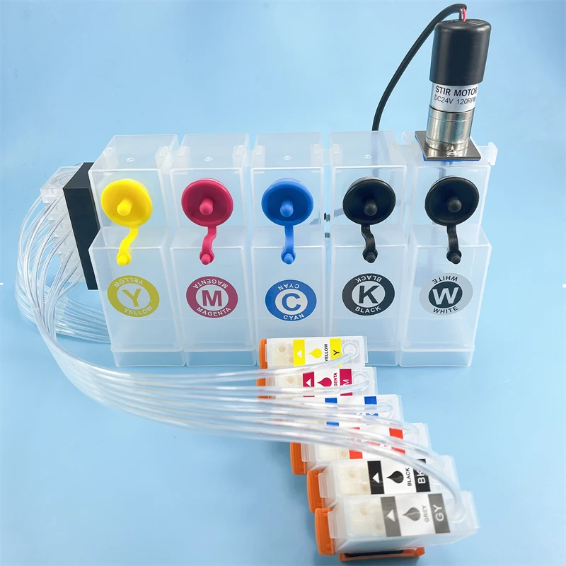 E Pson XP-15010 XP-15080 XP15000 칩 없는 카트리지 XP15000 DTF CISS 잉크 시스템 잉크 탱크(흰색 잉크 교반기 타이머 믹서 포함)