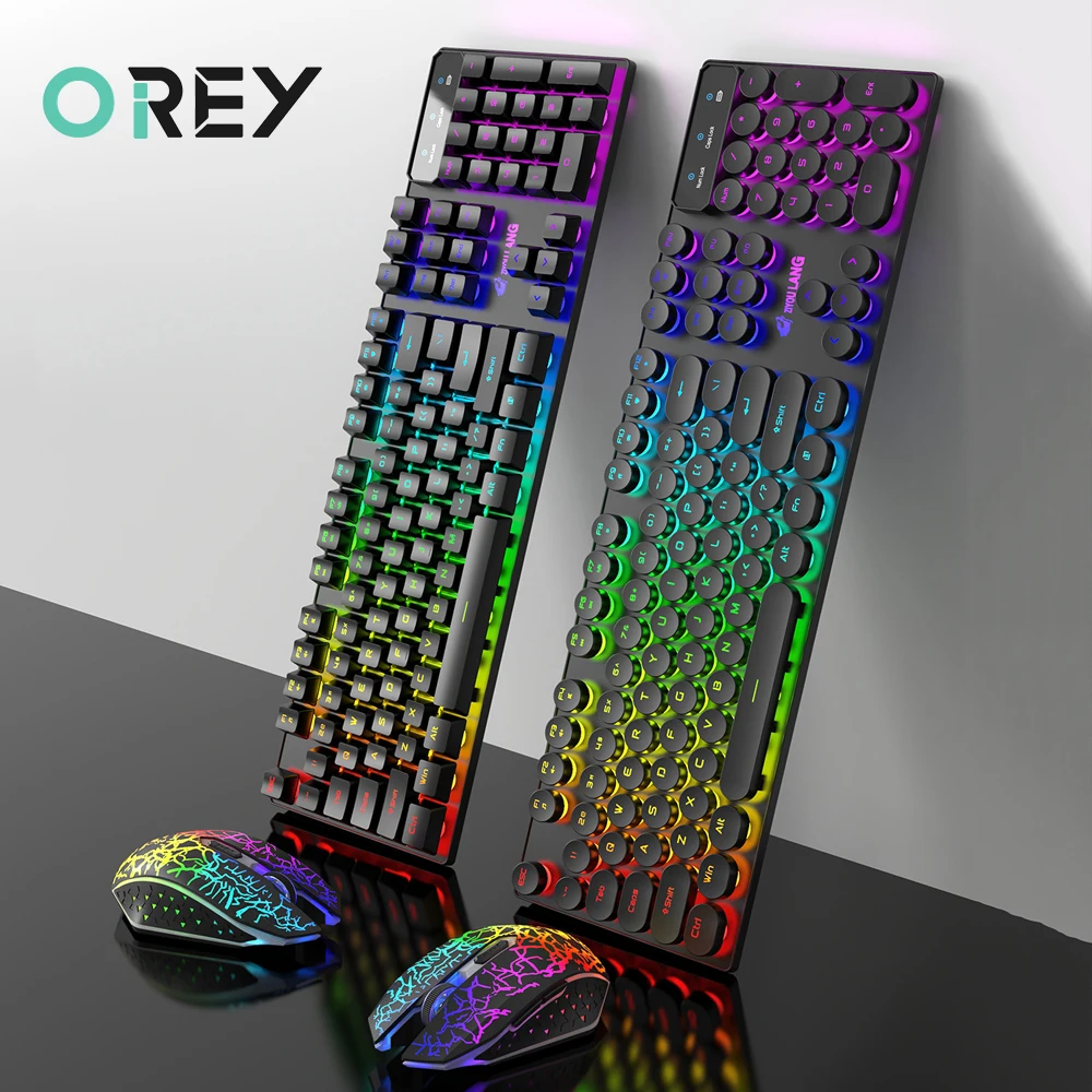 Conjunto de Teclado e Mouse sem Fio Retroiluminação Rgb Teclados Recarregáveis Combo para pc Gamer e Laptop 2.4g