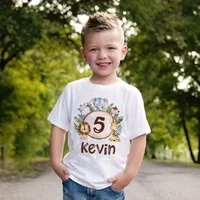 Personalized Birthday Shirt 1-9 Year T-Shirt Wild Tee Boys  Birthday Party T Shirt Wild Animal with Name Clothes Kids Gifts Tops 1