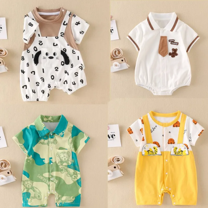 

Baby Bodysuit Summer Short Sleeve Boys Rompers Baby Clothes Newborn Romper Toddler jumpersuit Costume Cute 3M 6M 9M 12M Newborn