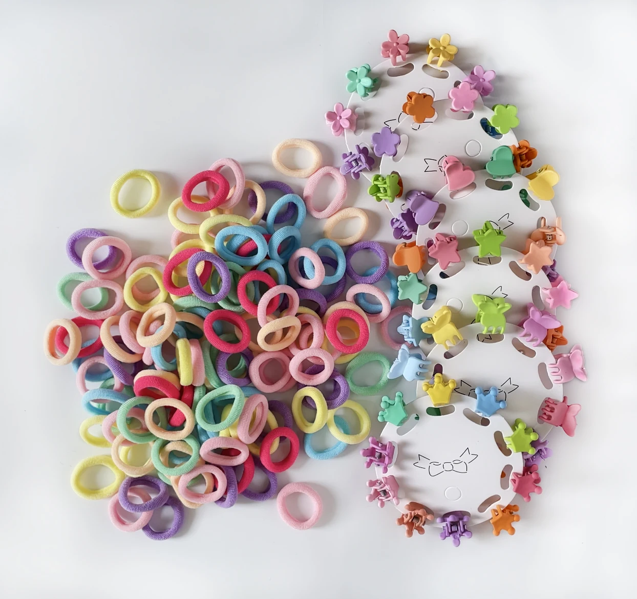 

230PCS Hair Accessories Set For Girls Candy Colors Nylon Hair Ties Cute Small Hair Claws Elastic Ponytail Holders Rubber Band