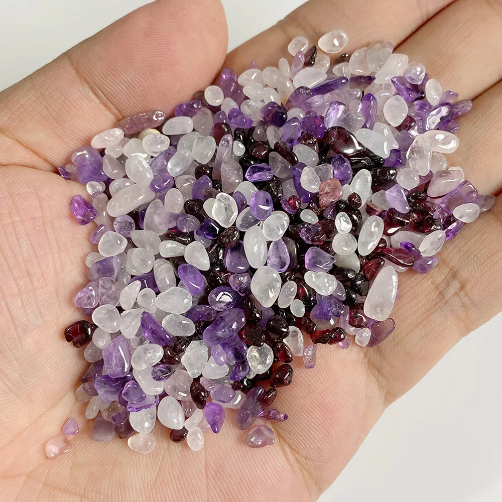 thumbnail image 1 of Grava de piedra natural de colores de 3 a 5 mm, sin orificios, para curación de reiki, espécimen de piedra pulida, decoración para el hogar y el acuario, 1 of 5