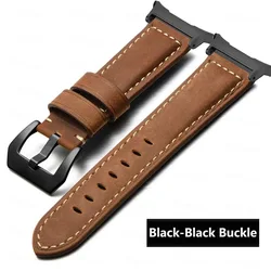 Premium Genuine Leather Quick Release Watch Strap - Elegant Design - Galaxy Watch Ultra 2 (Dark Brown - Black)