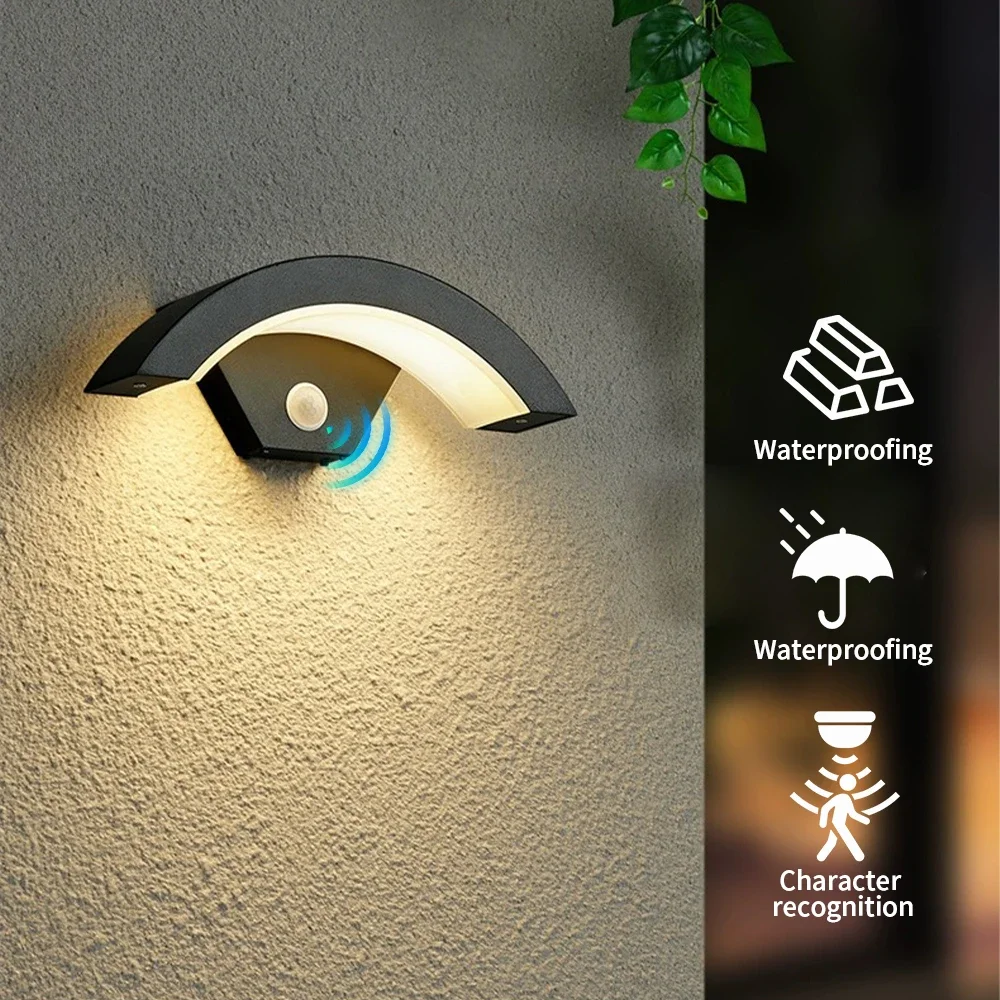 

18W Waterproof Yard Garden Sconce Lighting Hot Sale Wall-mounted Porch Lamp Modern Outdoor Sensor Arch Wall Lights