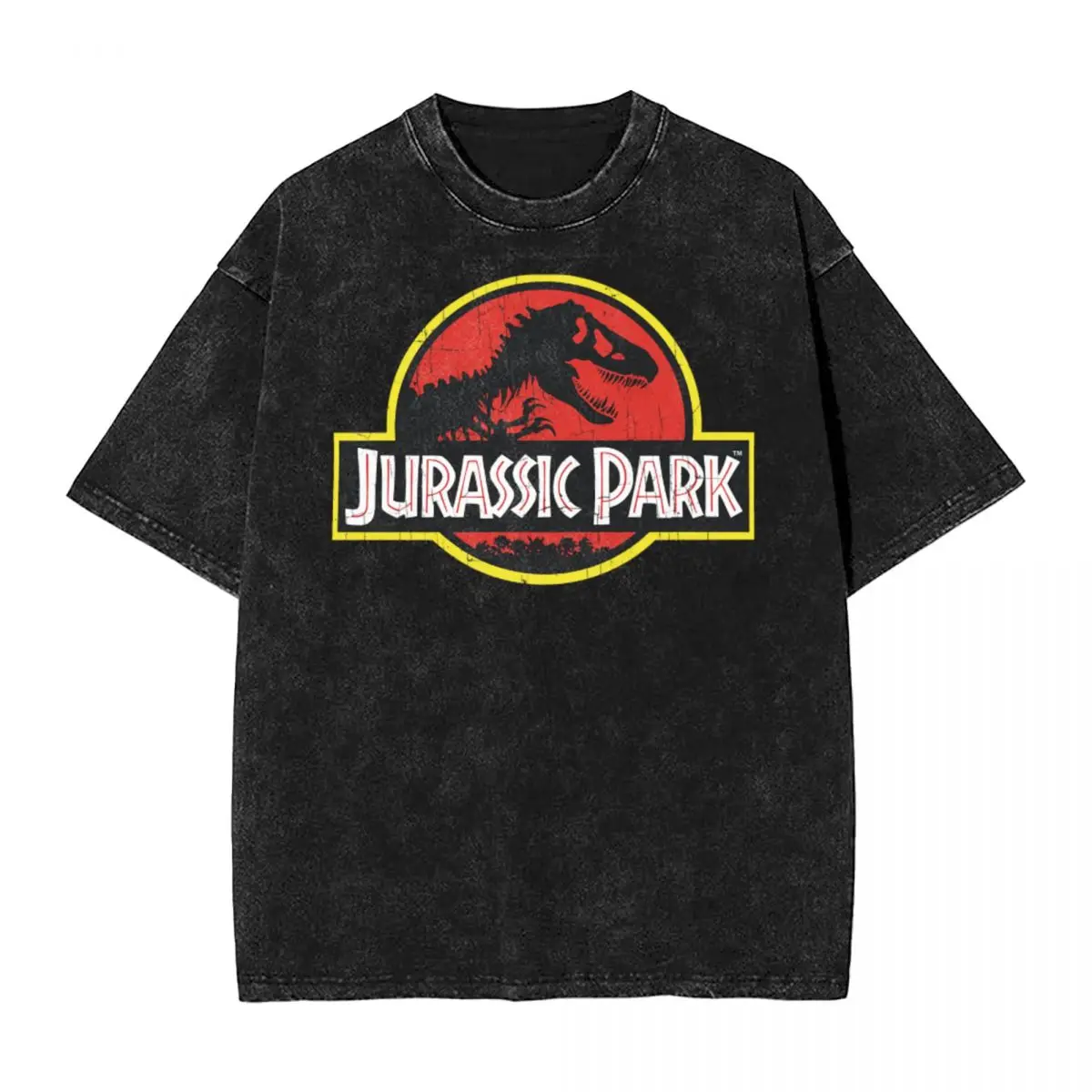 Jurassic Park Washed T Shirt Streetwear Hip Hop Vintage T