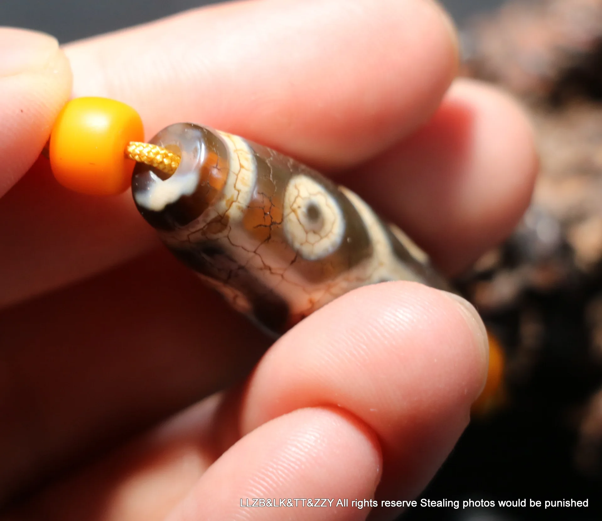 Unique Style Energy Tibetan Old Agate 6 Eye Longevity Totem dZi Bead Amulet 5A Pendant LKbrother Talisman UPS0930Qs