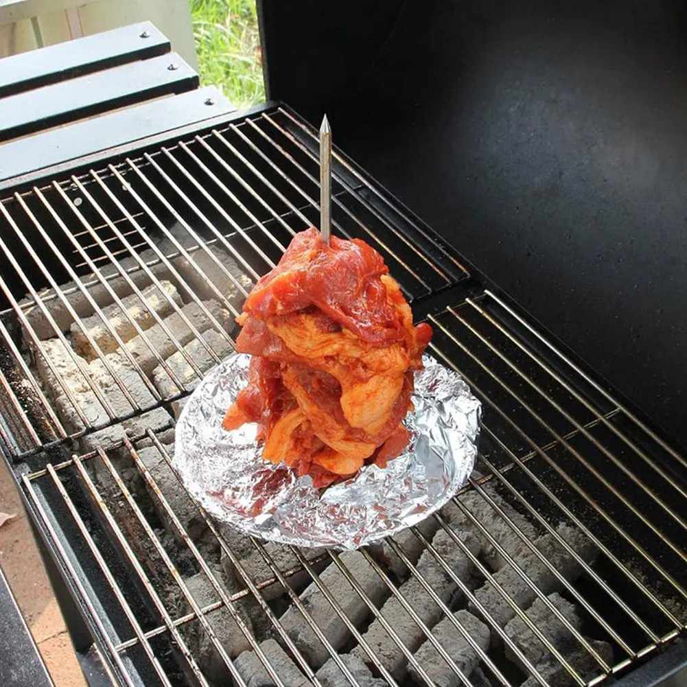 Stainless Steel Barbecue Grilling Rack for Steak Beer Chicken Roaster Holder Replacement Spikes with Handle Smoker Accessories