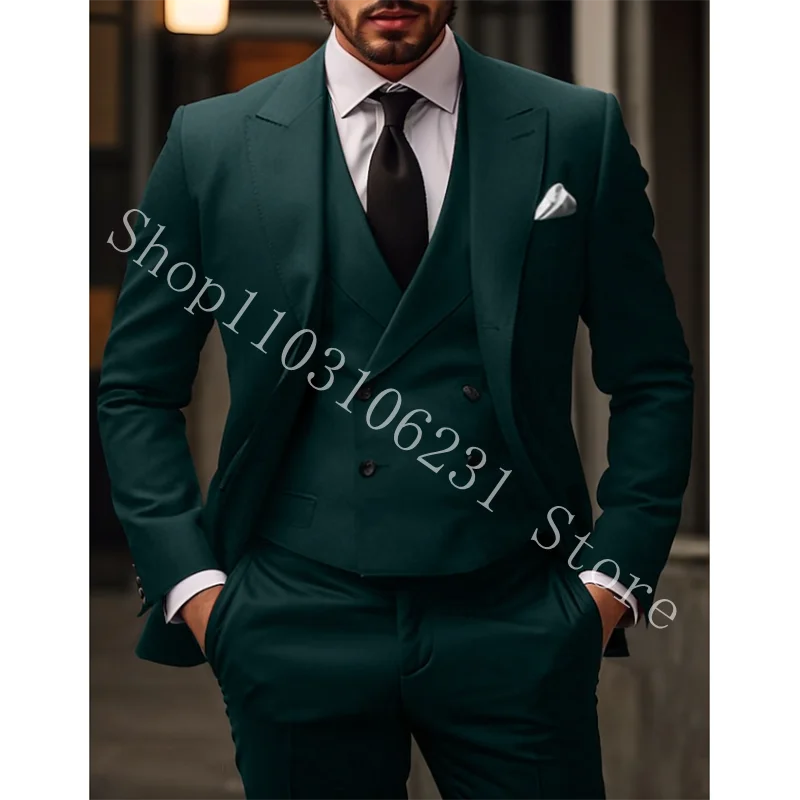 New Arrival Designs Chinese Red Men Suits Gentlemen Tuxedos Prom Blazer Custom 3 Pieces Suits Jacket+vest+Pants Costume Homme